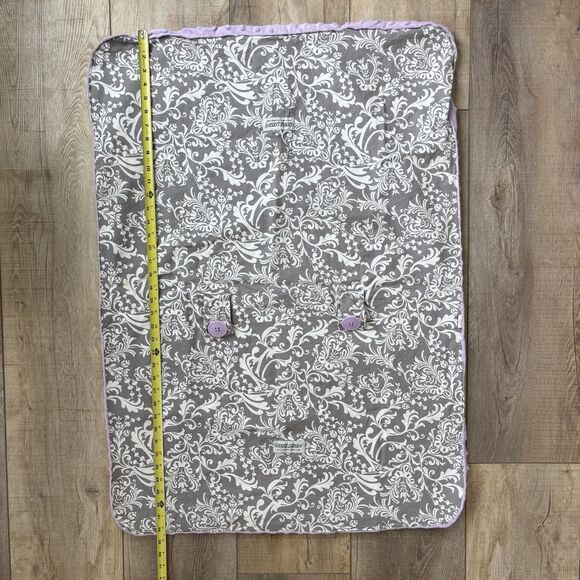 Carseat Canopy Cover Baby Girl Purple Gray Floral Fleece Minky Feminine Washable - Picture 7 of 11